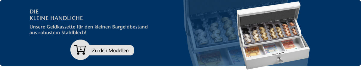 Bei den Stahlkassetten mit Einzelmünzbehältern REKORD und MiNiKORD sind die Untersätze heraushebbar oder gleiten beim Öffnen nach hinten.