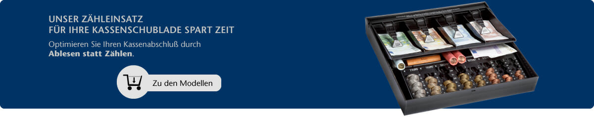 INKiESS Schubladeneinsätze mit Münzbehältern optimieren die Münzabrechnung durch Ablesen statt Zählen. Dem Anwender wird damit ein erheblicher Zusatznutzen geboten, den übliche MuldenEinsätze nicht bieten.