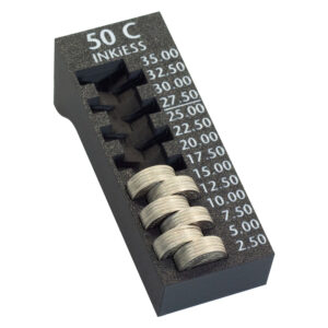 Münzhalter mit gestapelten 50-Cent-Münzen