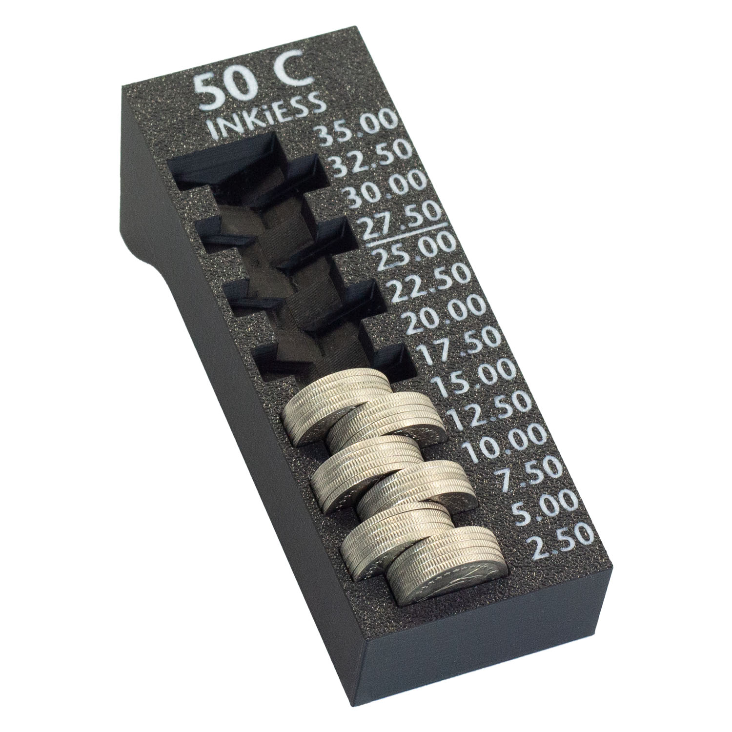 M&uuml;nzhalter mit gestapelten 50-Cent-M&uuml;nzen